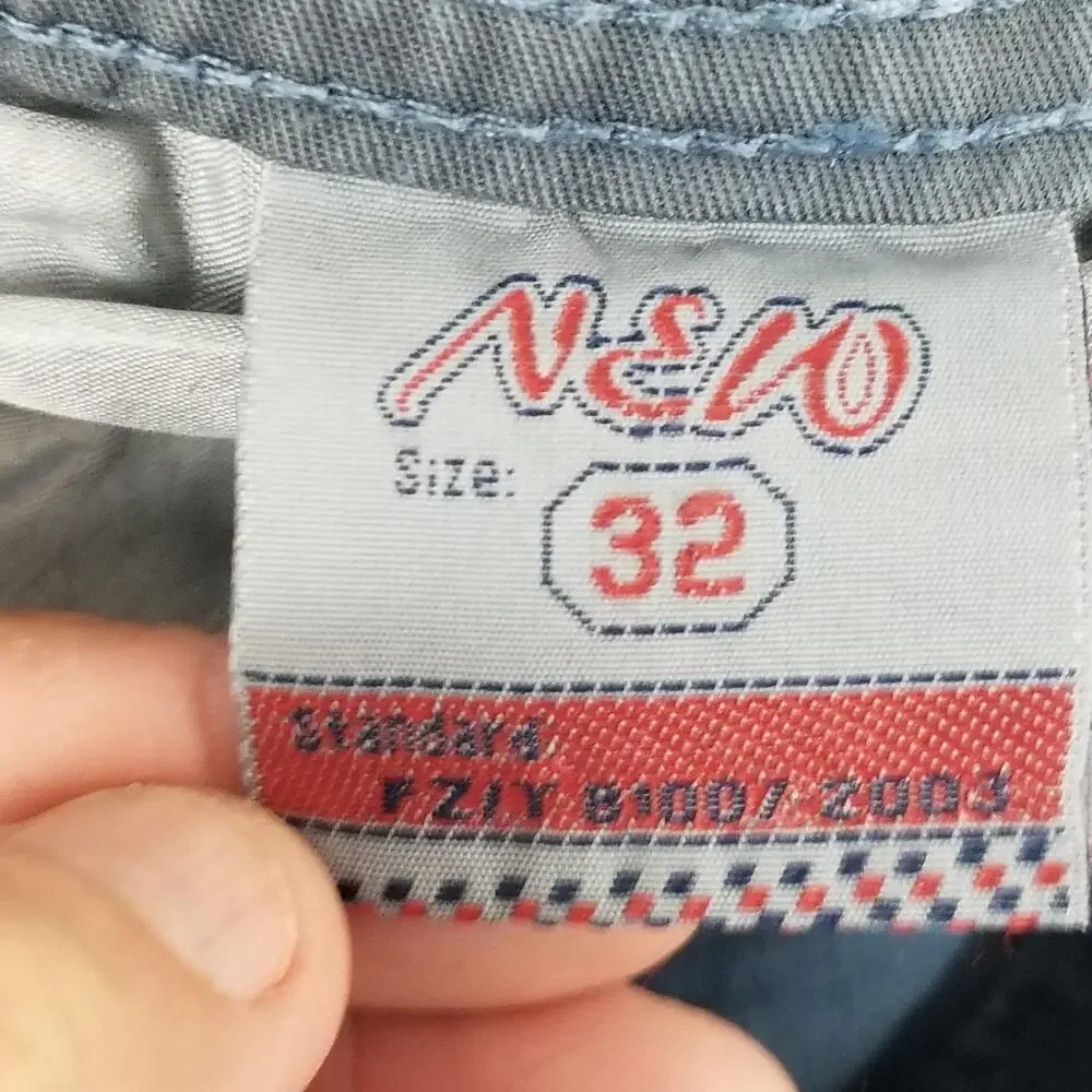 Cargo Shorts Mens 32 Blue All Over Print Multi Pocket‎ Drawstring Y2K Streetwear